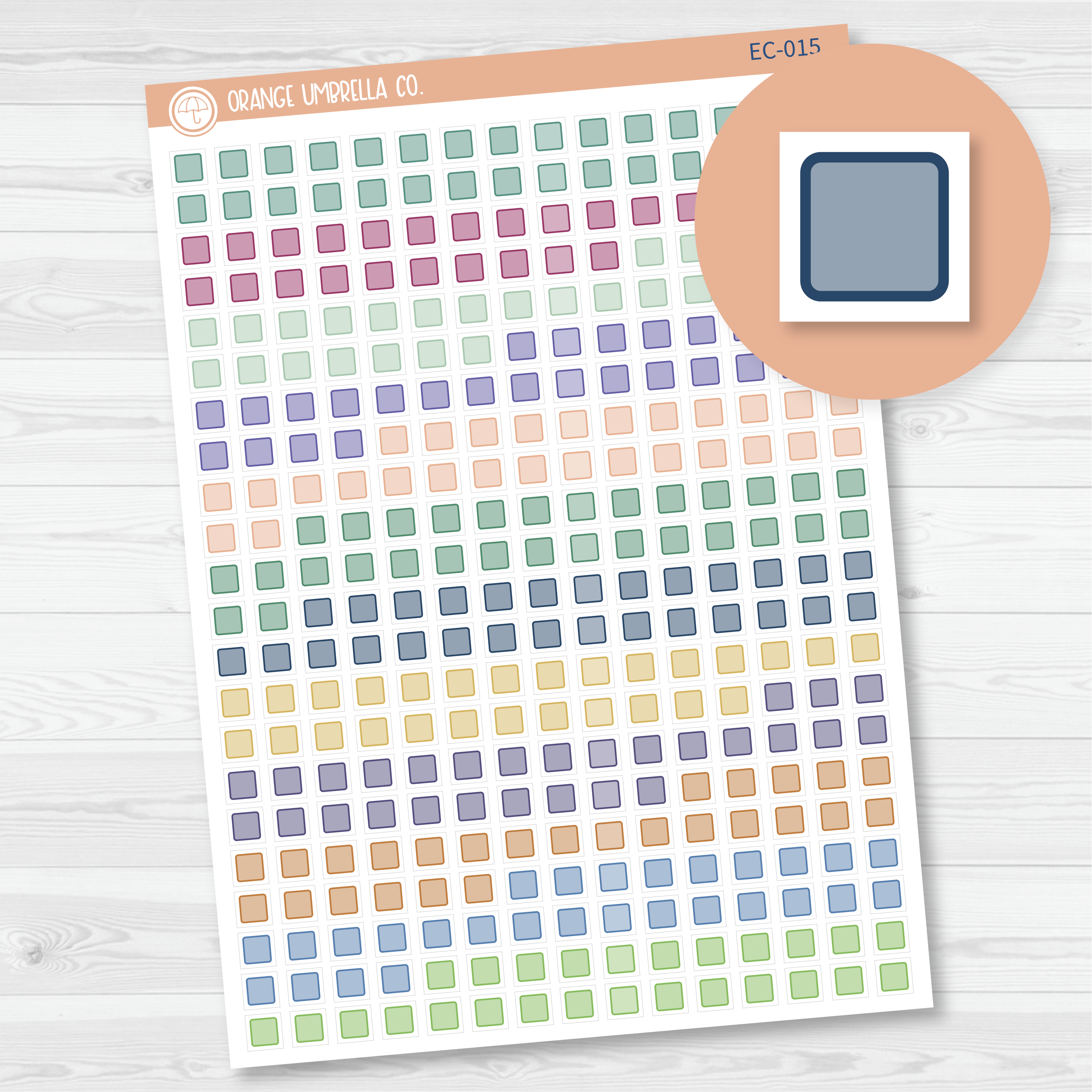 CLEARANCE | Checkbox Individual Single Planner Stickers | For Erin Condren | 2024-2025 Colors | Square | EC-015