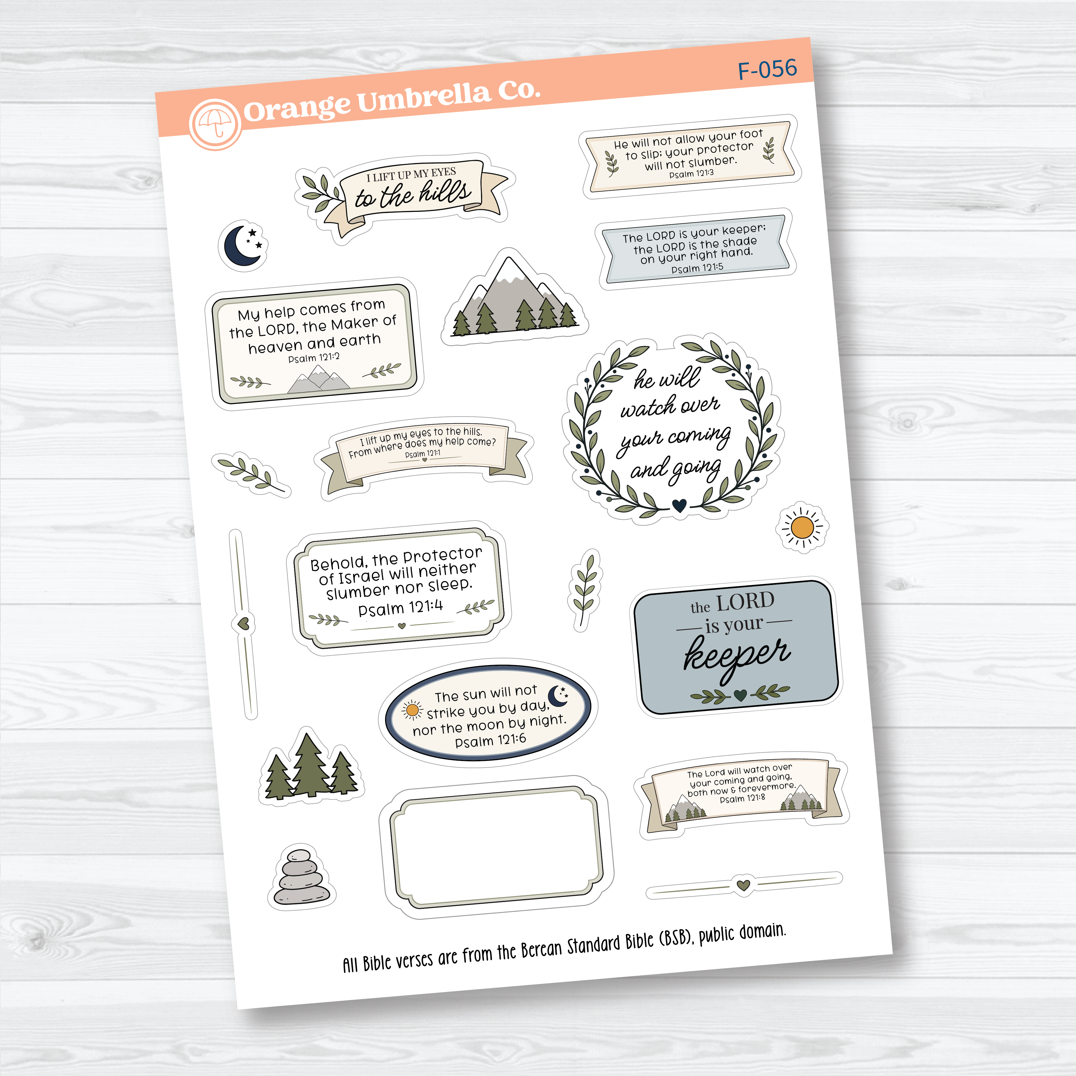 Psalm 121 Bible Journaling | Bible Study Sticker Set | F-056-058