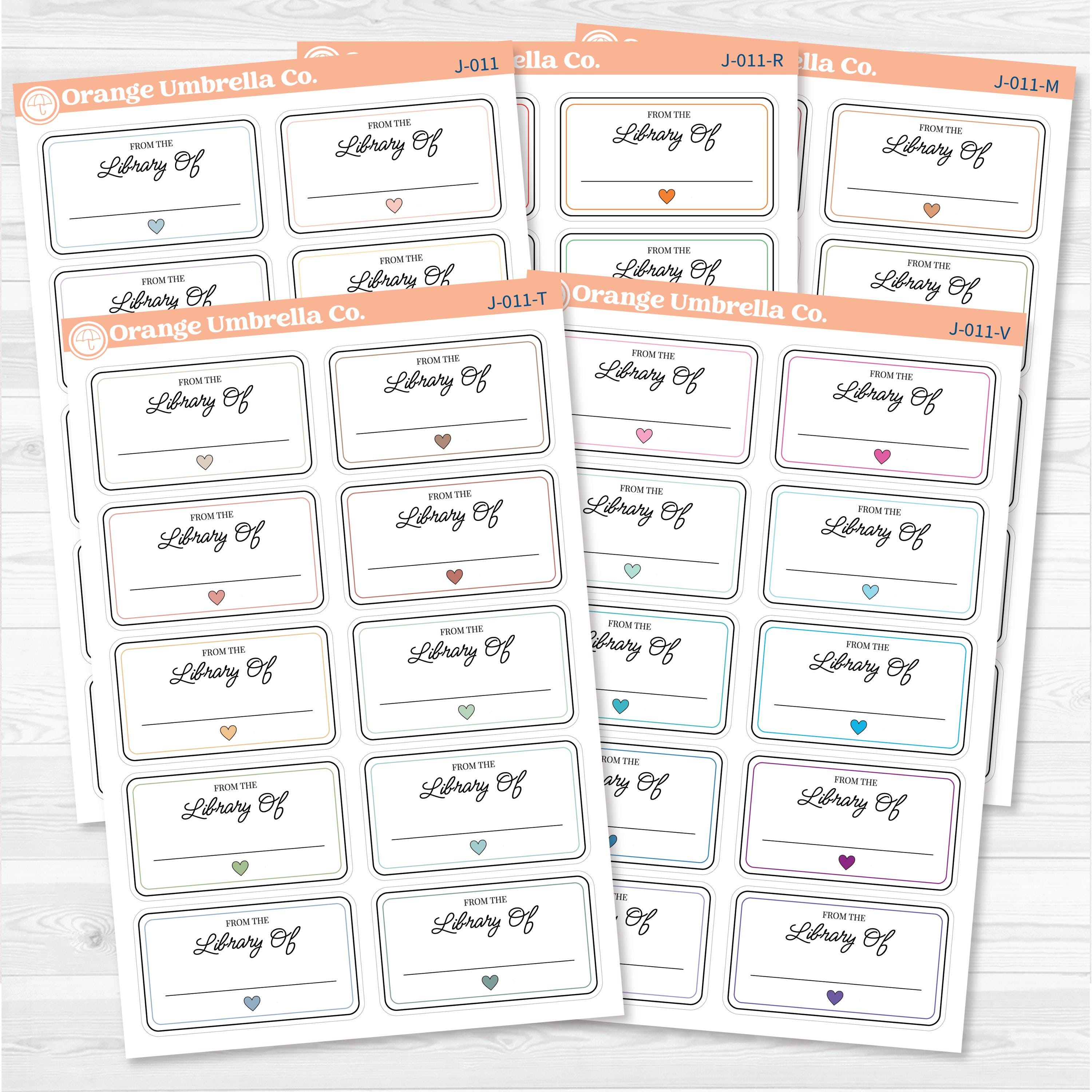 From the Library Of bookplate stickers for personal libraries featuring classic writable book ownership labels on removable white matte sticker paper.