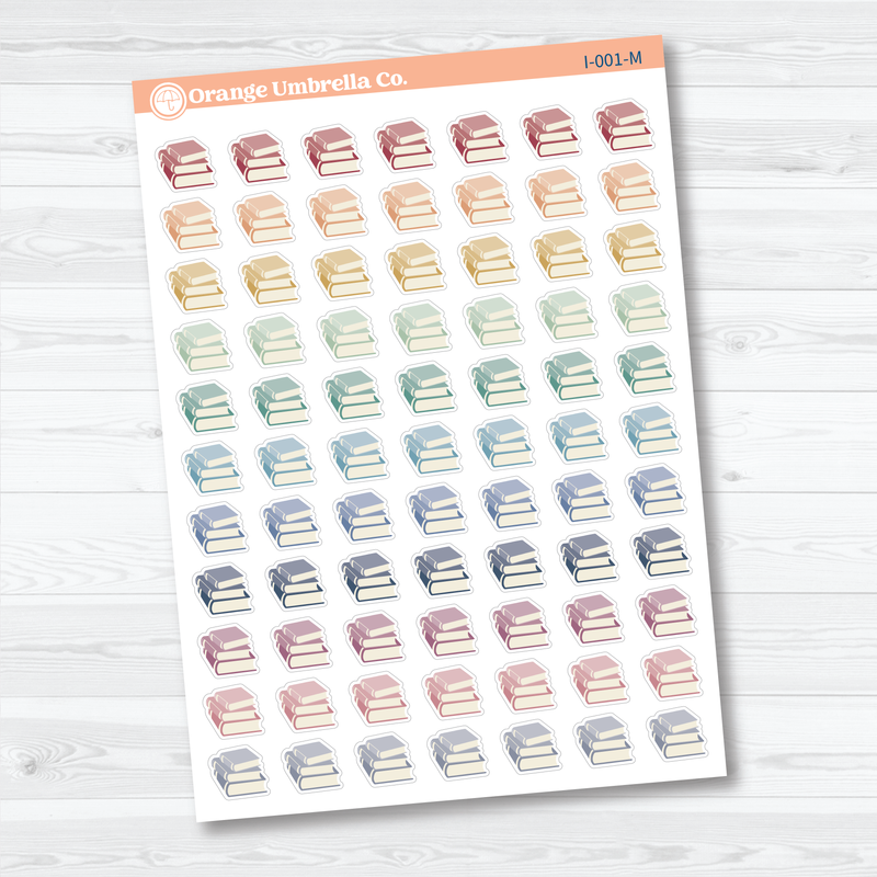 Hand Doodled Books Icon Planner Stickers | Reading & Study Planner Stickers | I-001