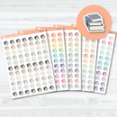 Hand Doodled Books Icon planner stickers sheet with colorful book icons by Orange Umbrella Co