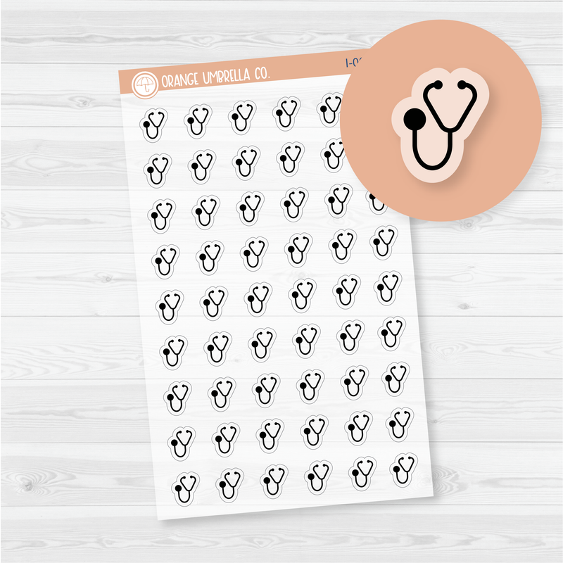 Health Icon Planner Stickers | Clear Matte / I-002-BCM
