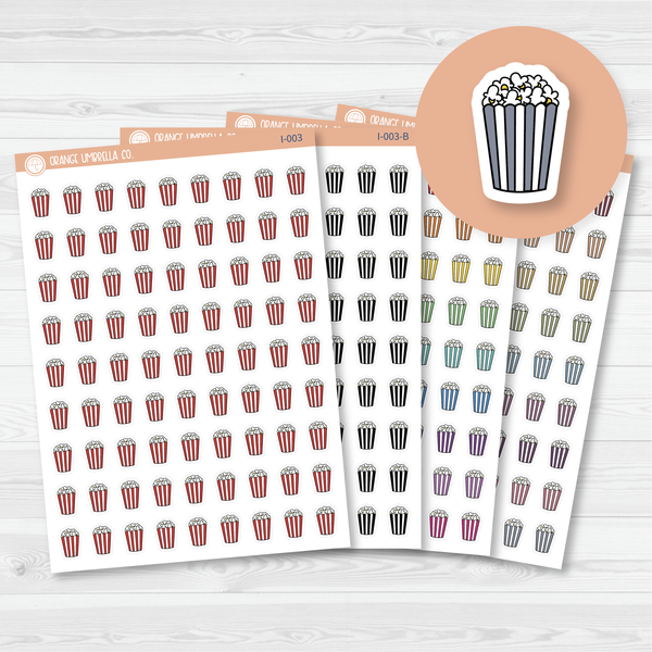 Popcorn Movie Night Icon Planner Stickers | I-003