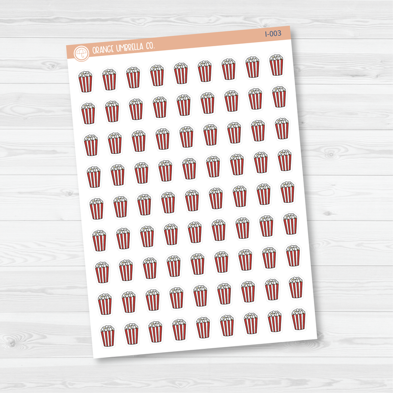 Popcorn Movie Night Icon Planner Stickers | I-003