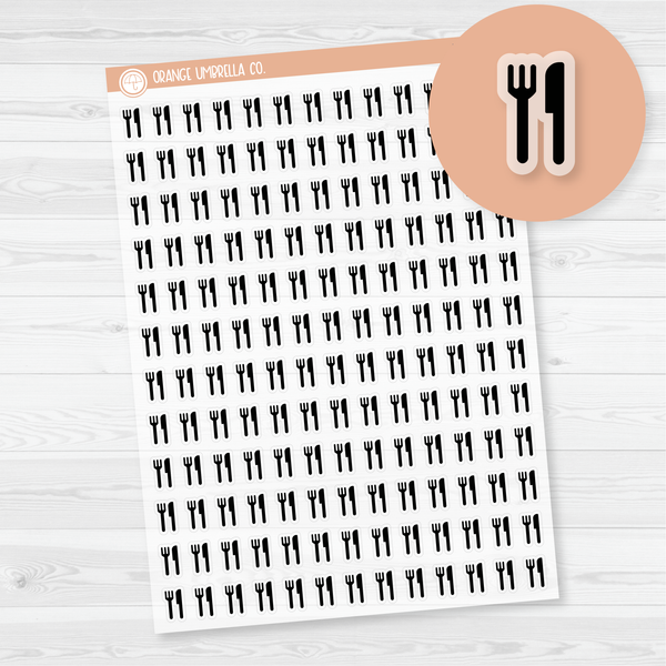 Fork and Knife Icon Planner Stickers | Clear Matte | I-023-BCM