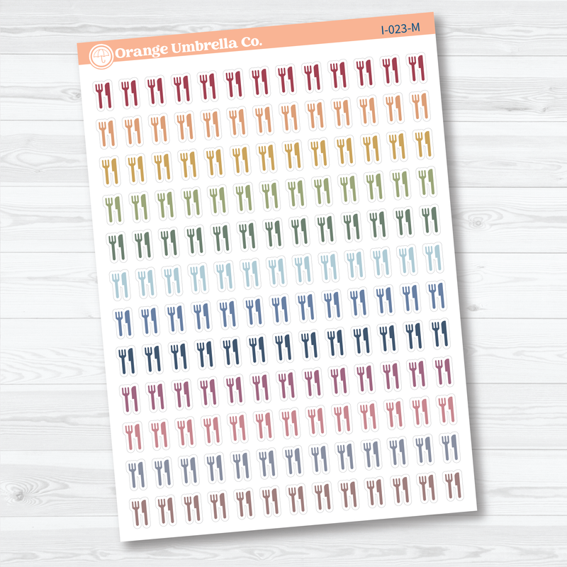 Fork and Knife Icon Planner Stickers | Meal & Dinner Planner Stickers | I-023
