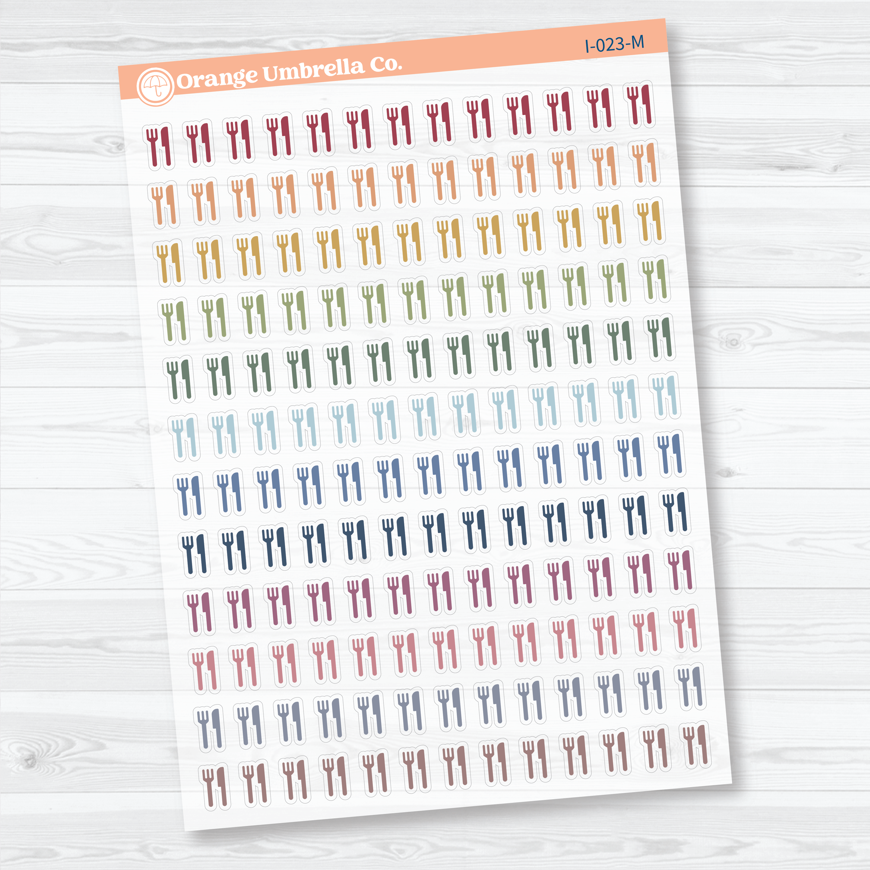 Fork and Knife Icon Clear Matte Planner Stickers | Meal & Dinner Planner Stickers | I-023-CM