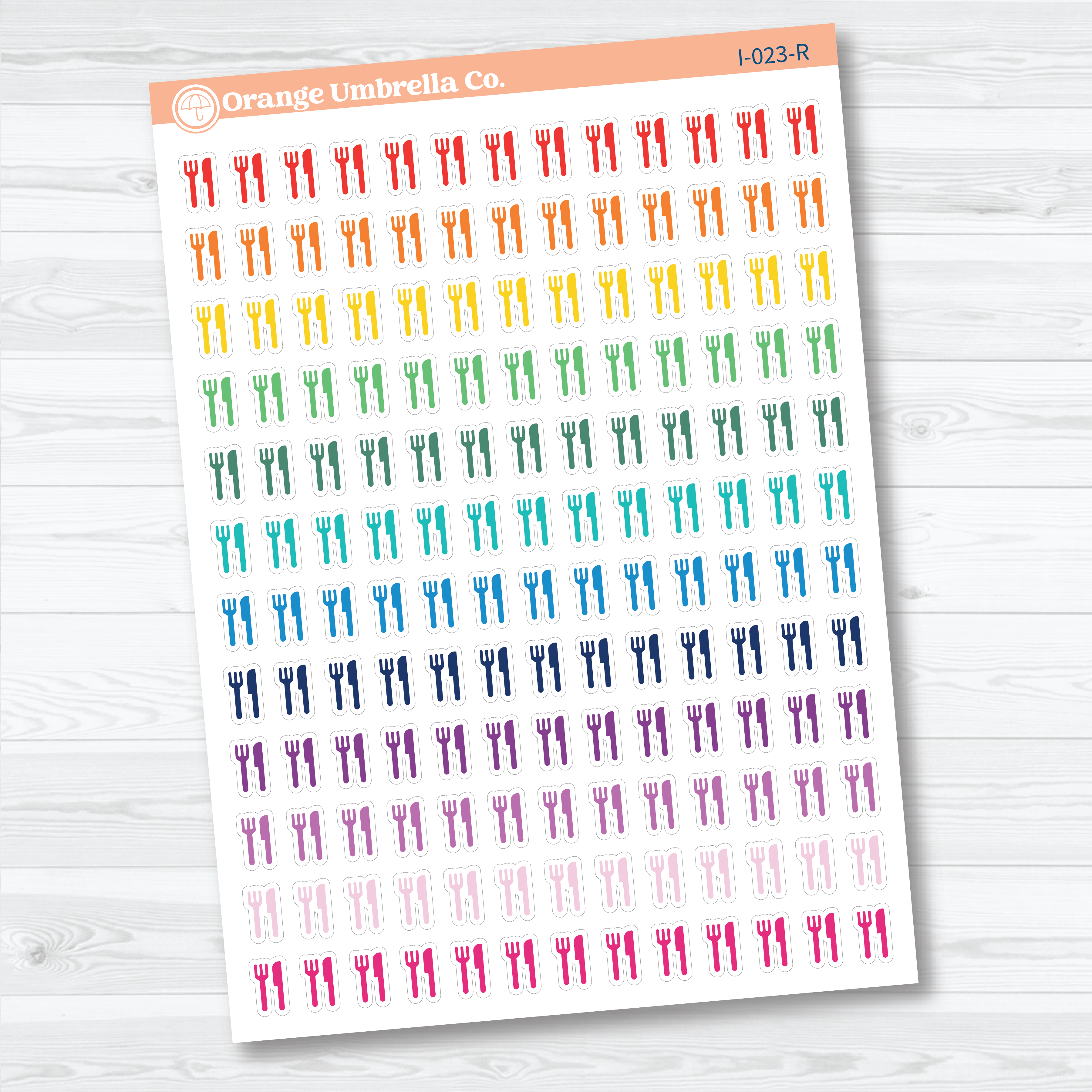 Fork and Knife Icon Planner Stickers | Meal & Dinner Planner Stickers | I-023