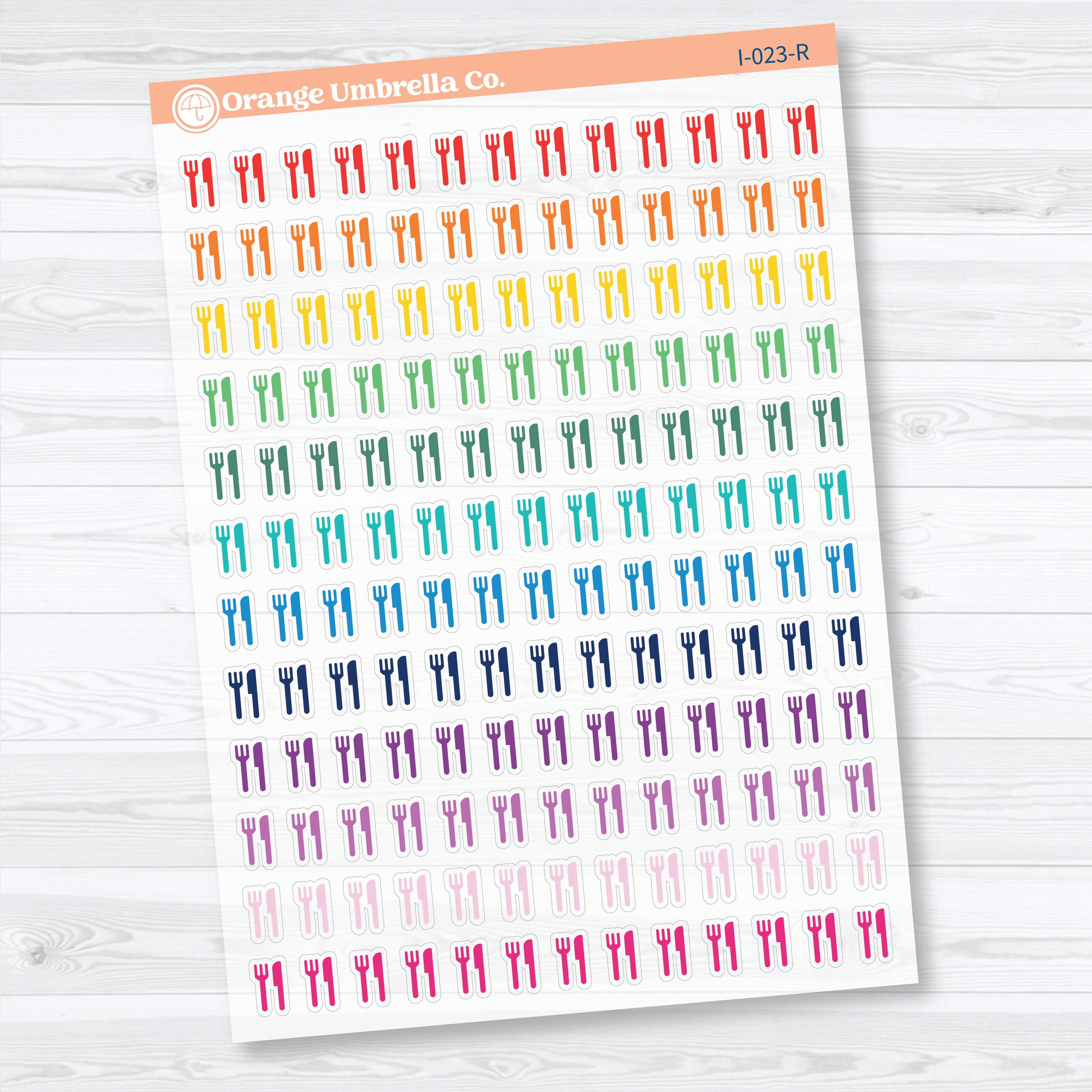 Fork and Knife Icon Clear Matte Planner Stickers | Meal & Dinner Planner Stickers | I-023-CM