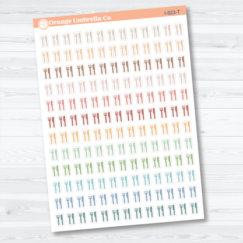 Fork and Knife Icon Planner Stickers | Meal & Dinner Planner Stickers | I-023