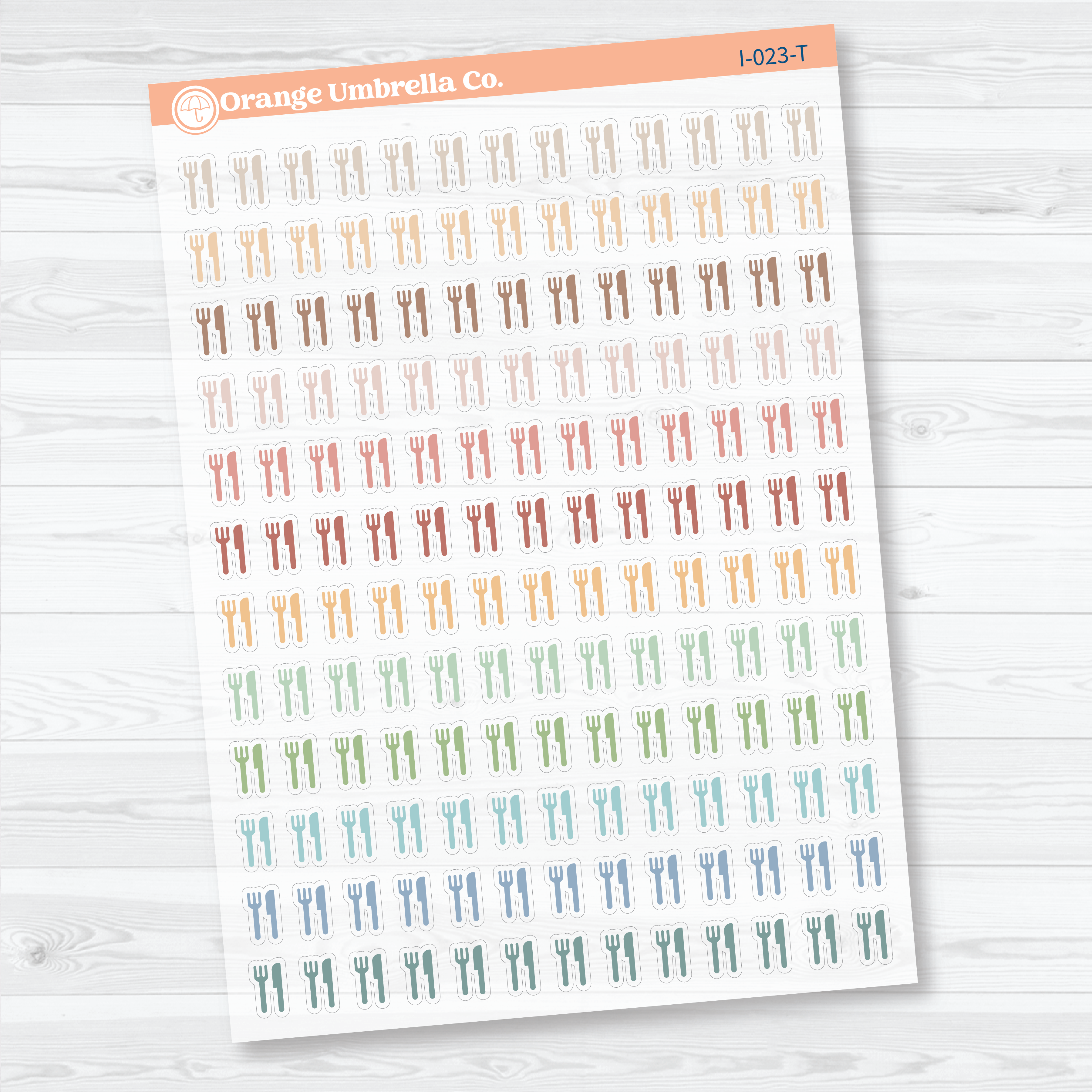 Fork and Knife Icon Clear Matte Planner Stickers | Meal & Dinner Planner Stickers | I-023-CM