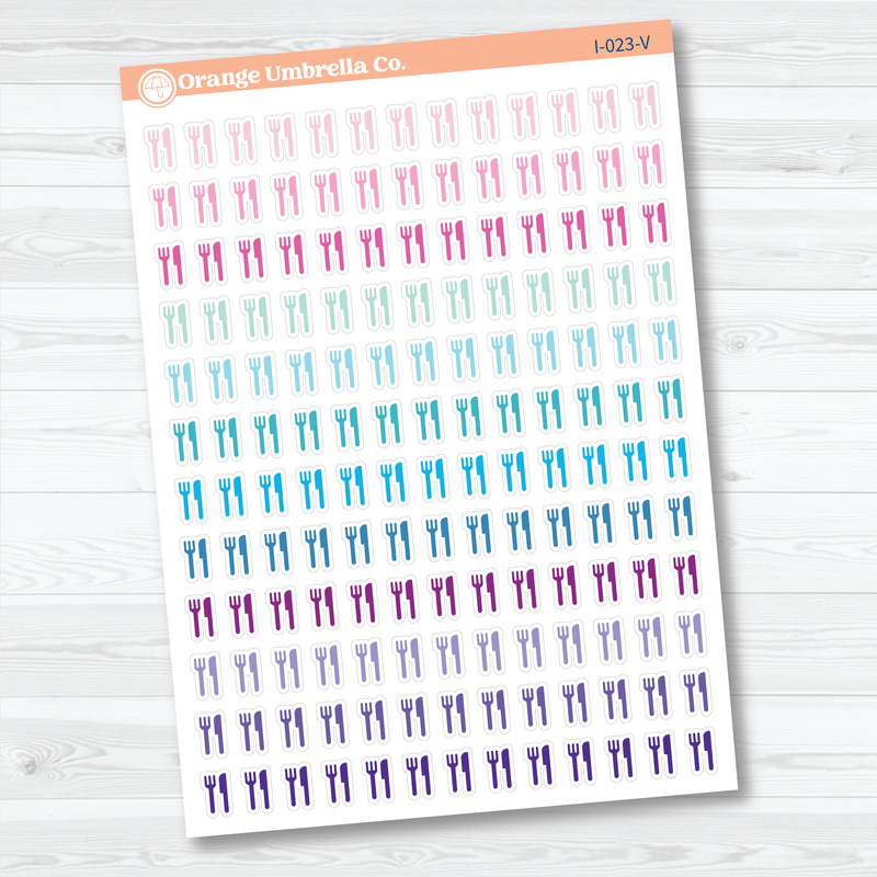 Fork and Knife Icon Planner Stickers | Meal & Dinner Planner Stickers | I-023