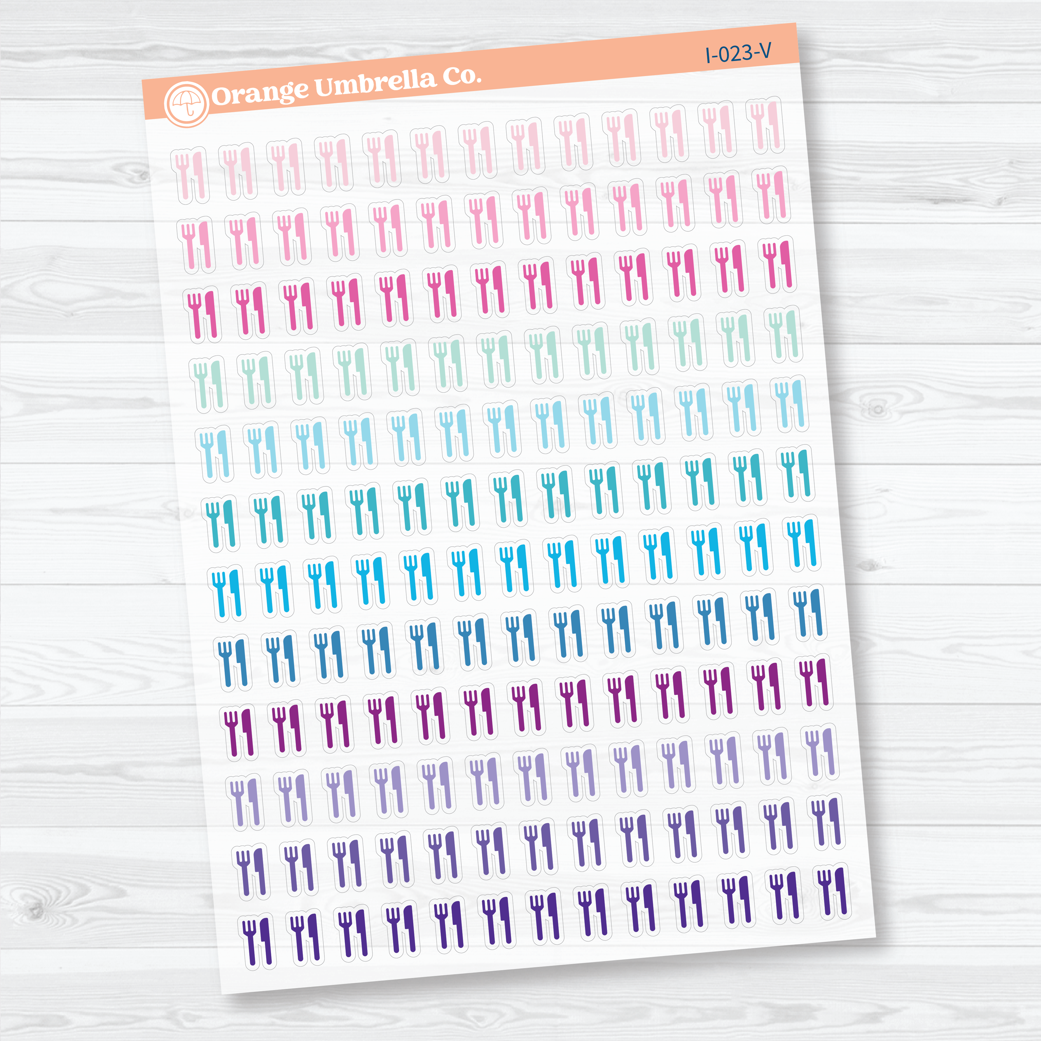 Fork and Knife Icon Clear Matte Planner Stickers | Meal & Dinner Planner Stickers | I-023-CM