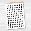 Location marker stickers sheet for planners, location pins, travel icons, functional icon stickers, removable white matte.