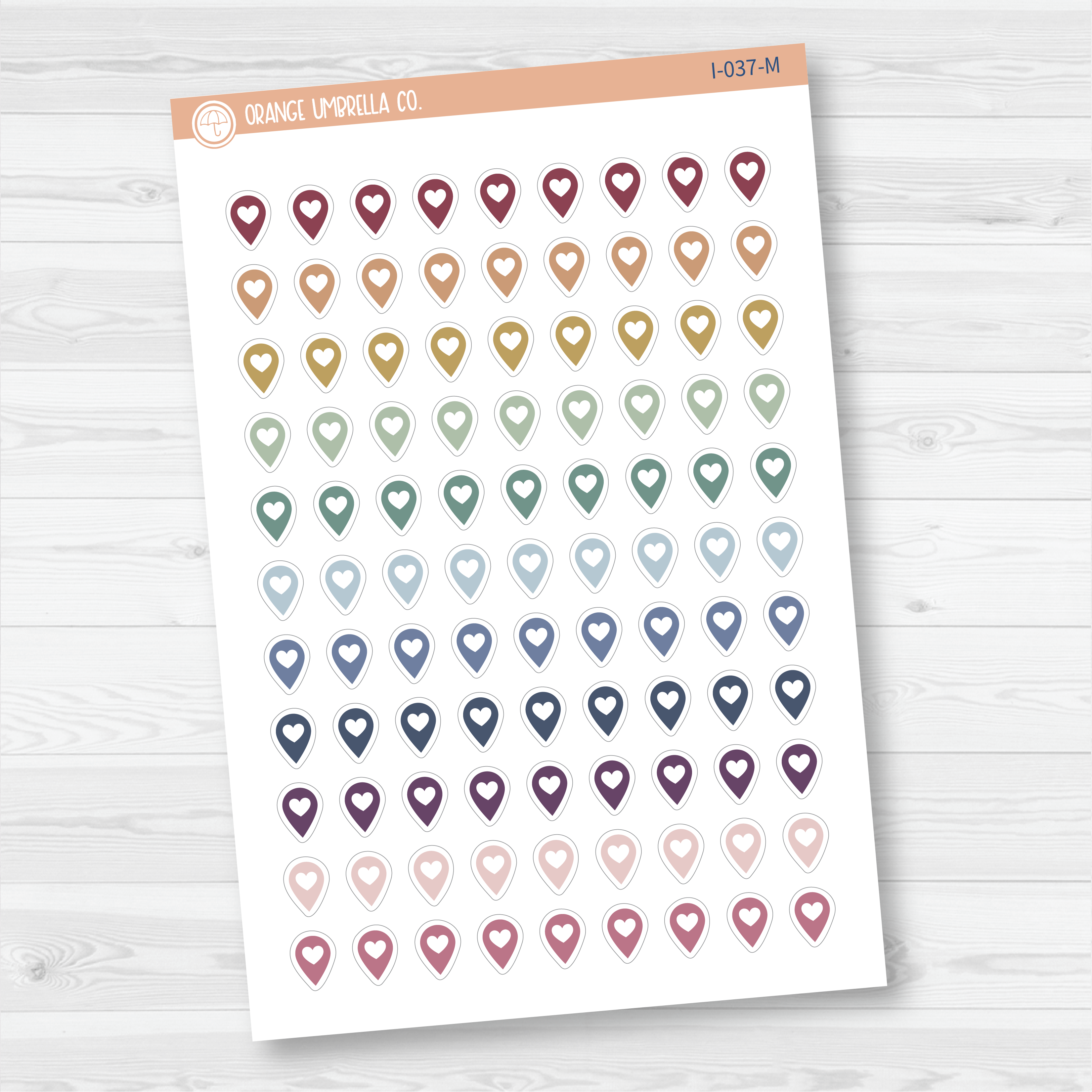 Location marker stickers sheet for planners, location pins, travel icons, functional icon stickers, removable white matte.