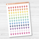 Location marker stickers sheet for planners, location pins, travel icons, functional icon stickers, removable white matte.