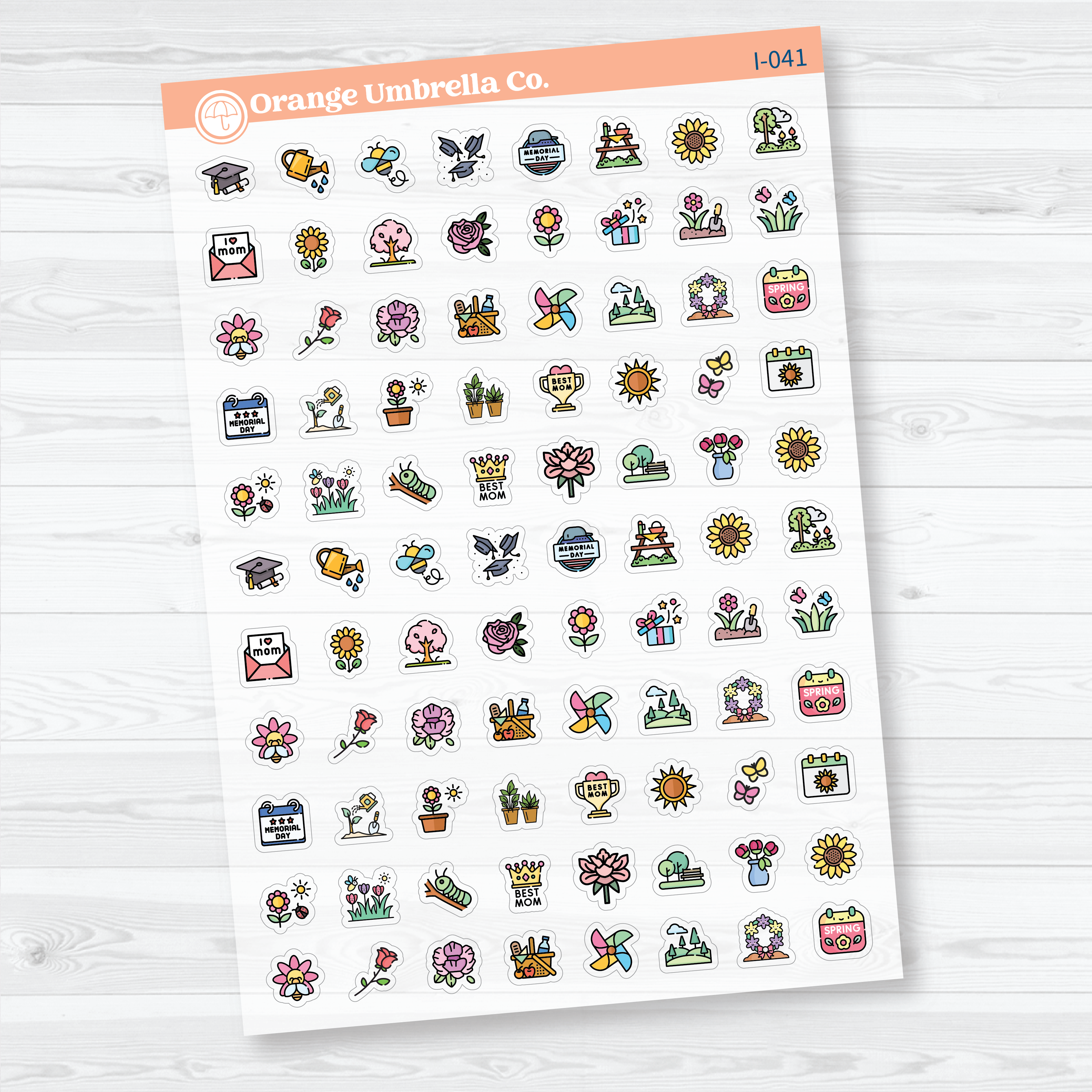 May Holiday & Spring Planner Icons | Clear Matte Planner Stickers | I-041-CM