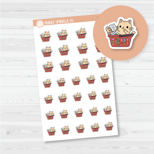 Spazz Cat Grocery Shopping Icon Planner Stickers | I-042