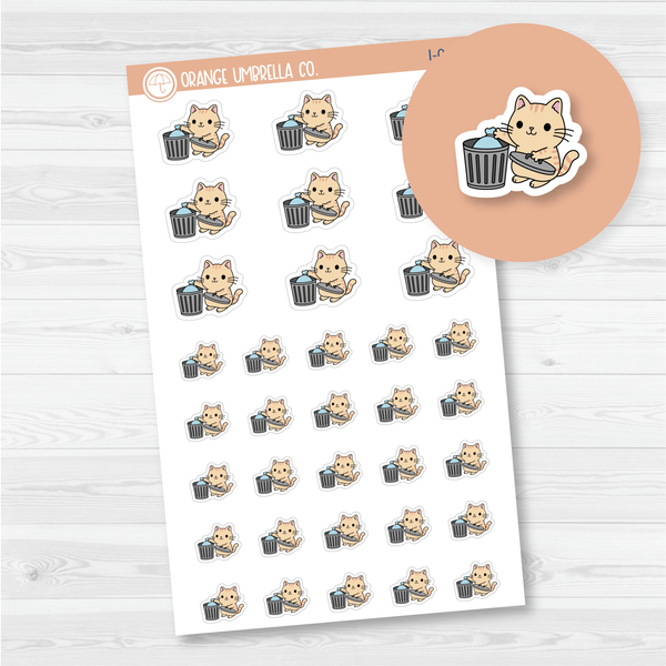 Spazz Cat Empty Trash/Take Out Trash Icon Planner Stickers | I-043