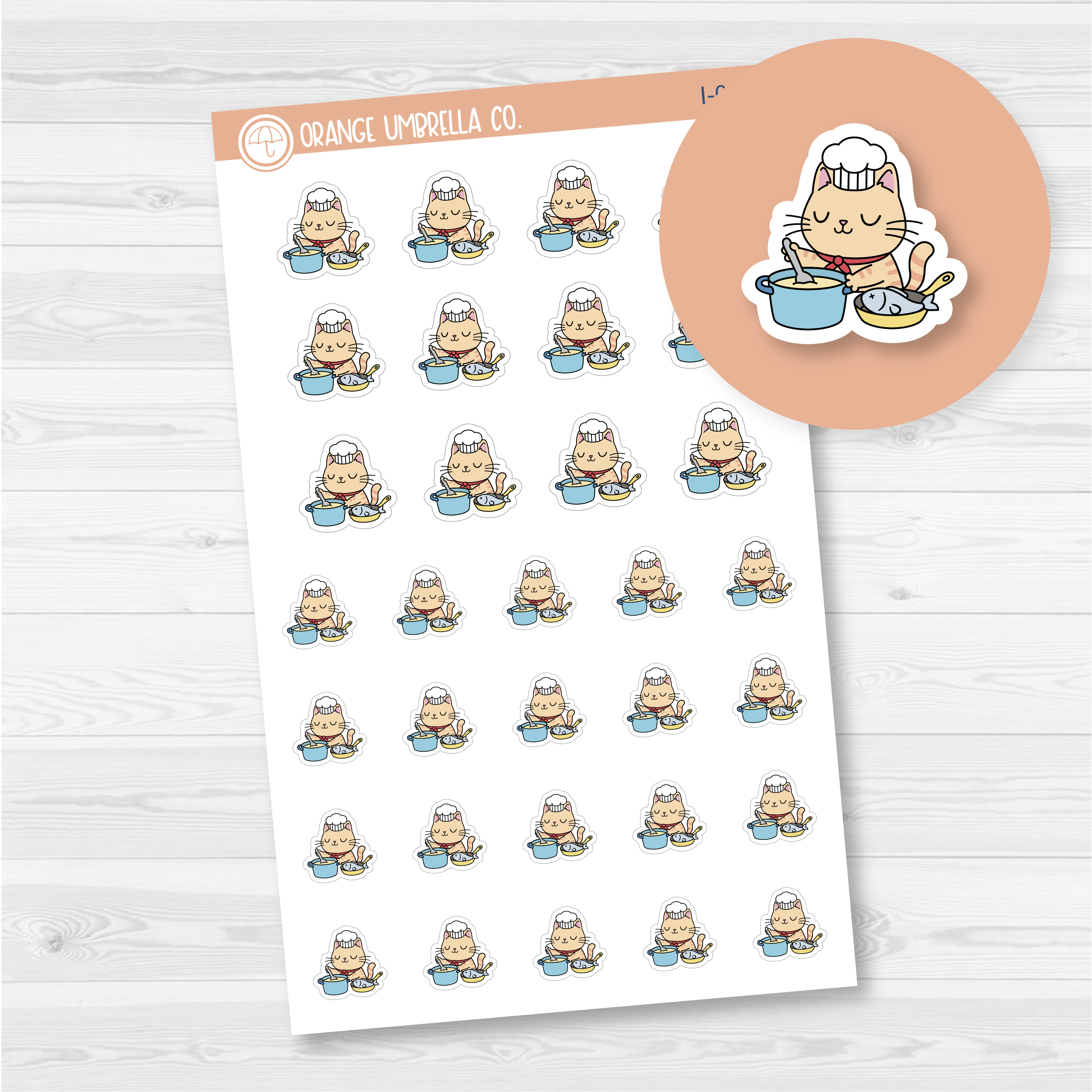 Spazz Cat Cooking/Meal Prep Icon Planner Stickers | I-044