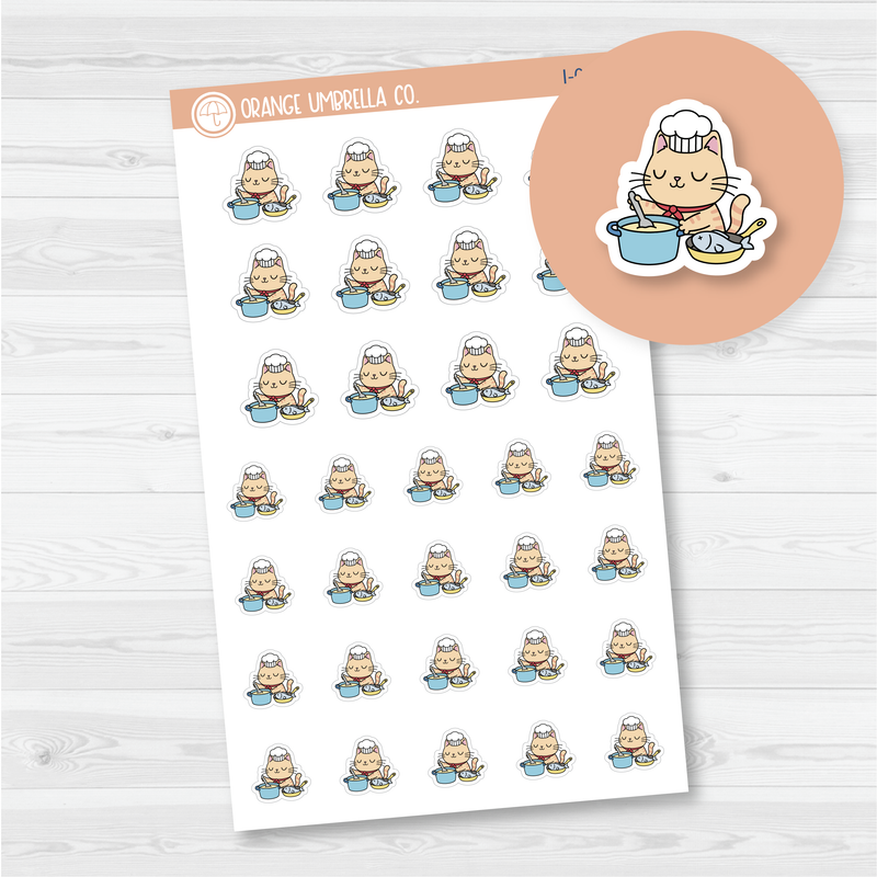 Spazz Cat Cooking/Meal Prep Icon Planner Stickers | I-044