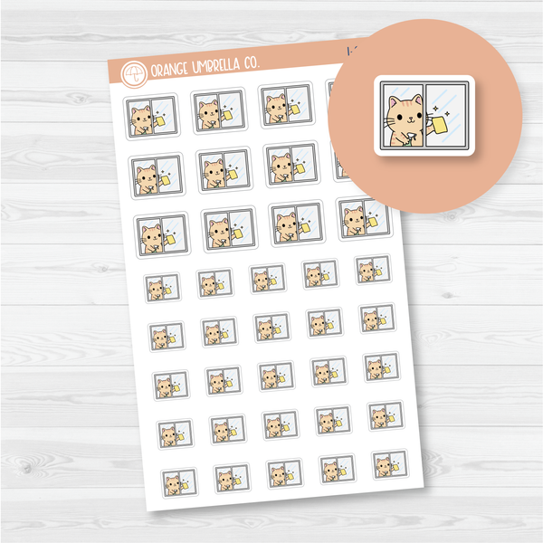 Spazz Cat Wash Icon Planner Stickers | I-047