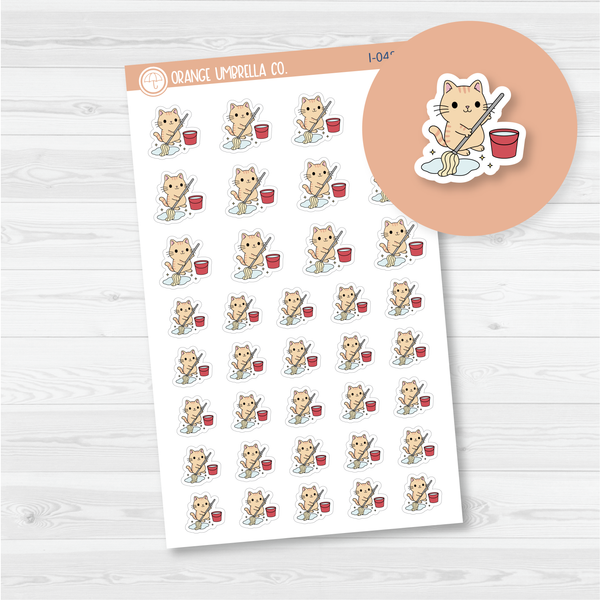 Spazz Cat Mopping/Mop Floors Icon Planner Stickers | I-048