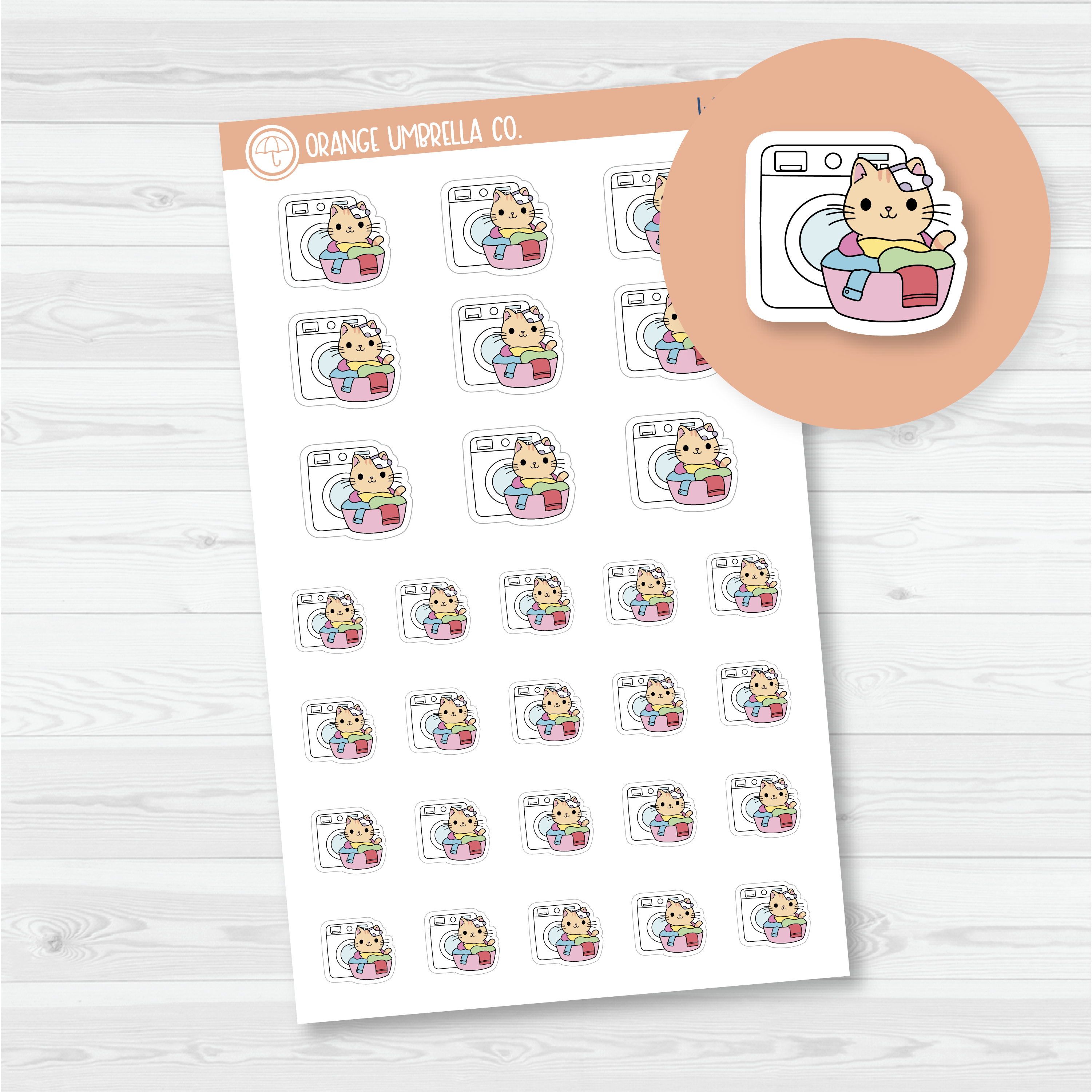 Spazz Cat Laundry Icon Planner Stickers | I-049