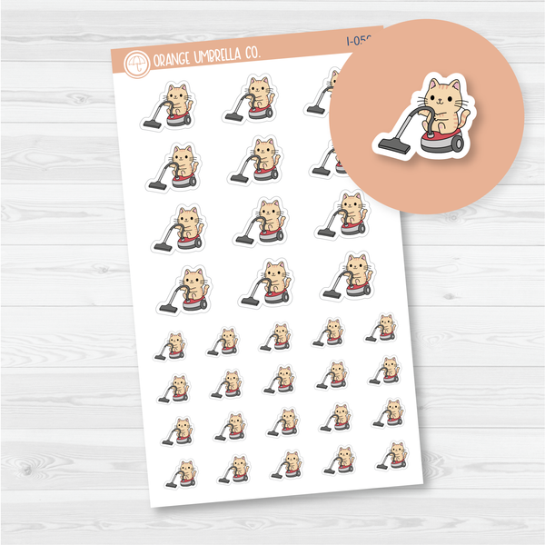 Spazz Cat Sweep/Vacuum Icon Planner Stickers | I-050