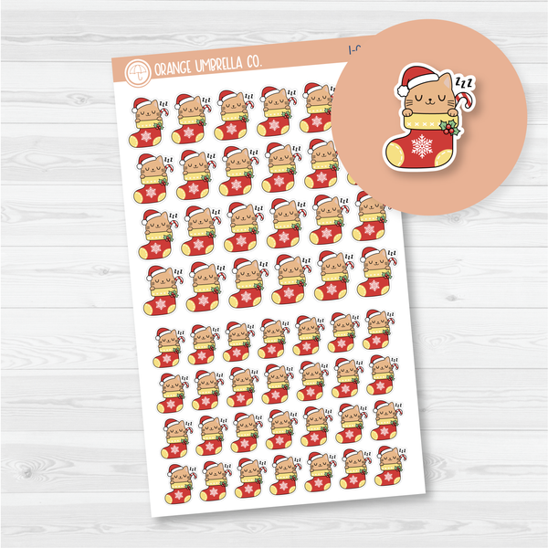 Spazz Cat Christmas Stocking Icon Planner Stickers | I-053