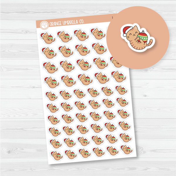 Spazz Cat Christmas Ornament Icon Planner Stickers | I-056