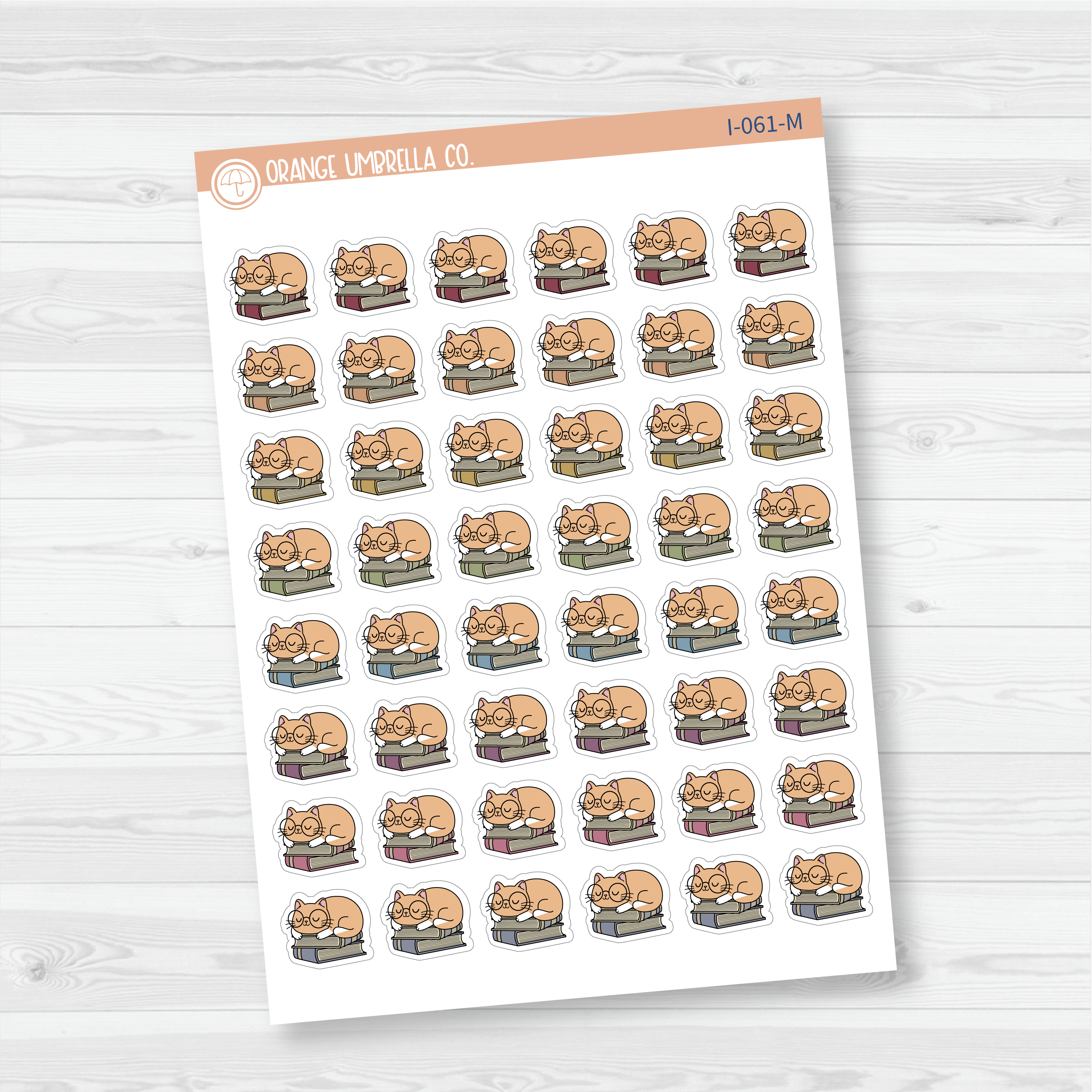 Spazz Cat Bookworm Icon Planner Stickers | I-061
