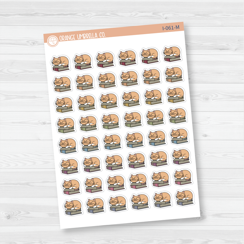 Spazz Cat Bookworm Icon Planner Stickers | I-061