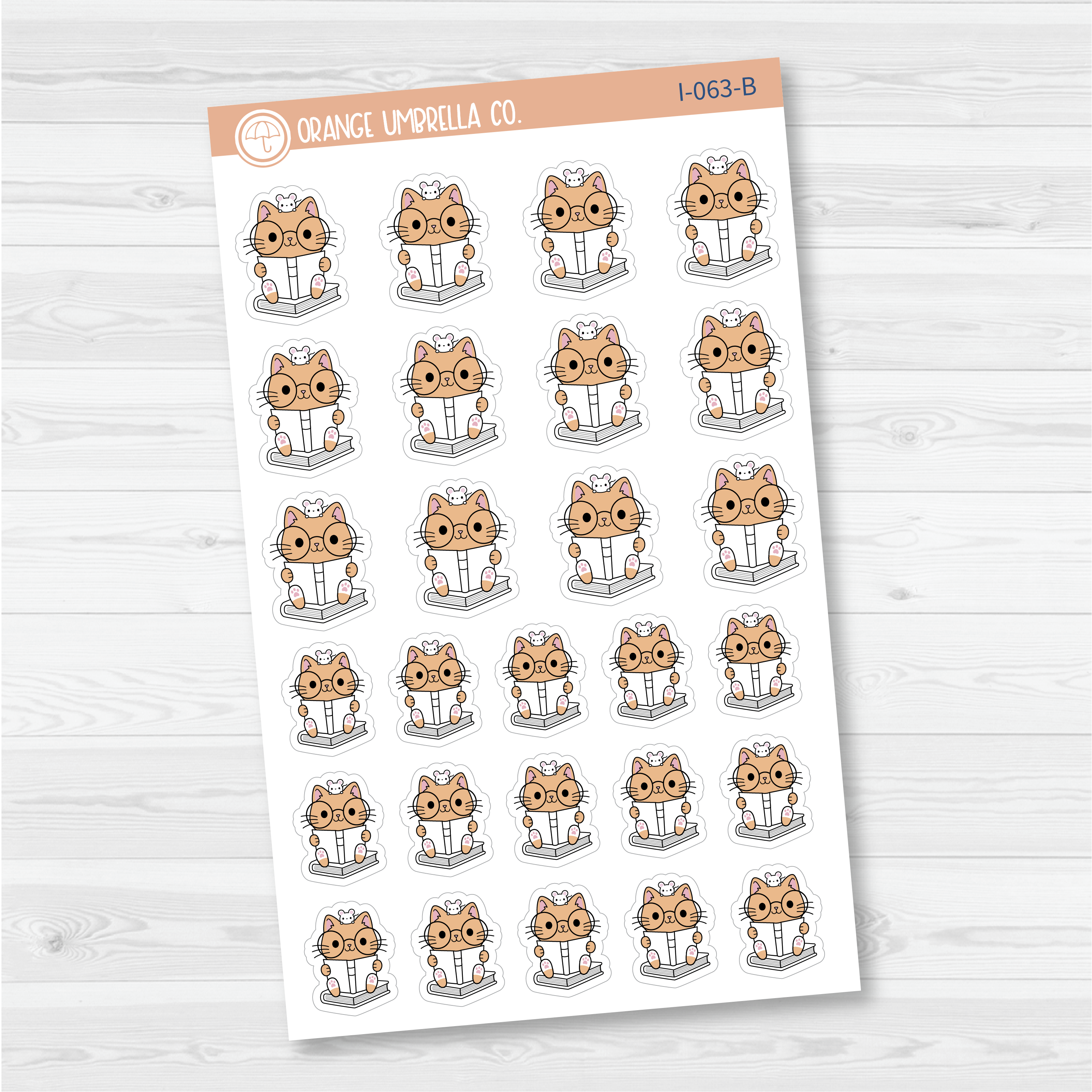 Spazz Cat Reading Icon Planner Stickers and Labels | I-063