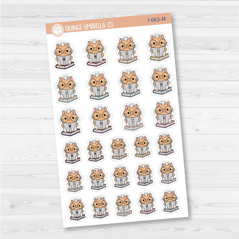Spazz Cat Reading Icon Planner Stickers and Labels | I-063