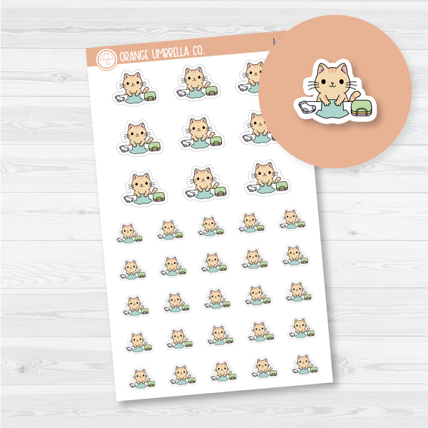 Spazz Cat Fold Clothes/Laundry Icon Planner Stickers | I-064