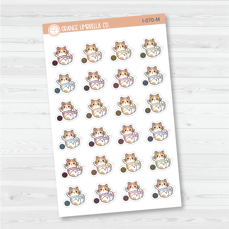 Spazz Cat Yarn Play Icon Planner Stickers | I-070