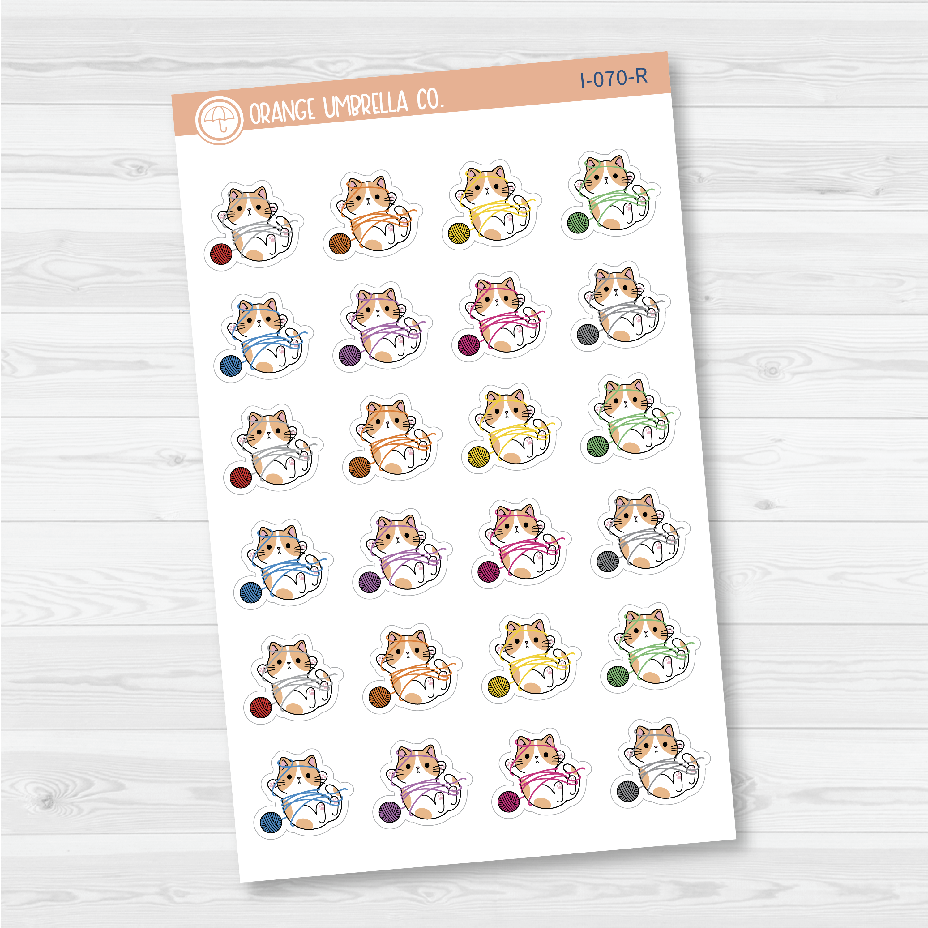 Spazz Cat Yarn Play Icon Planner Stickers | I-070