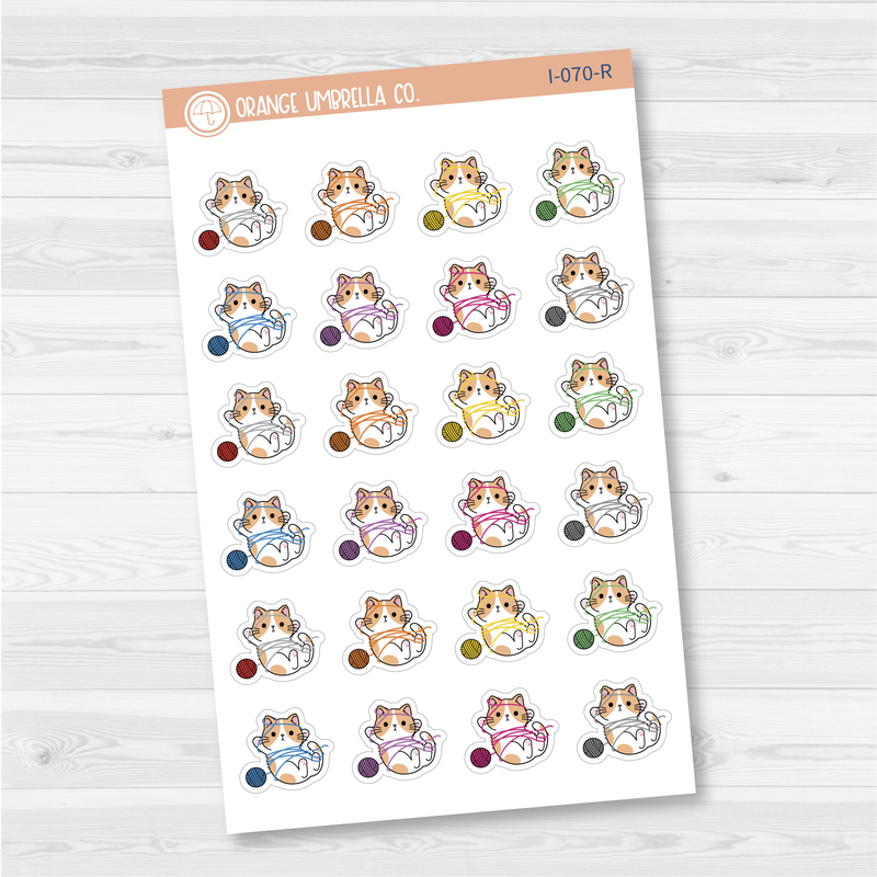 Spazz Cat Yarn Play Icon Planner Stickers | I-070