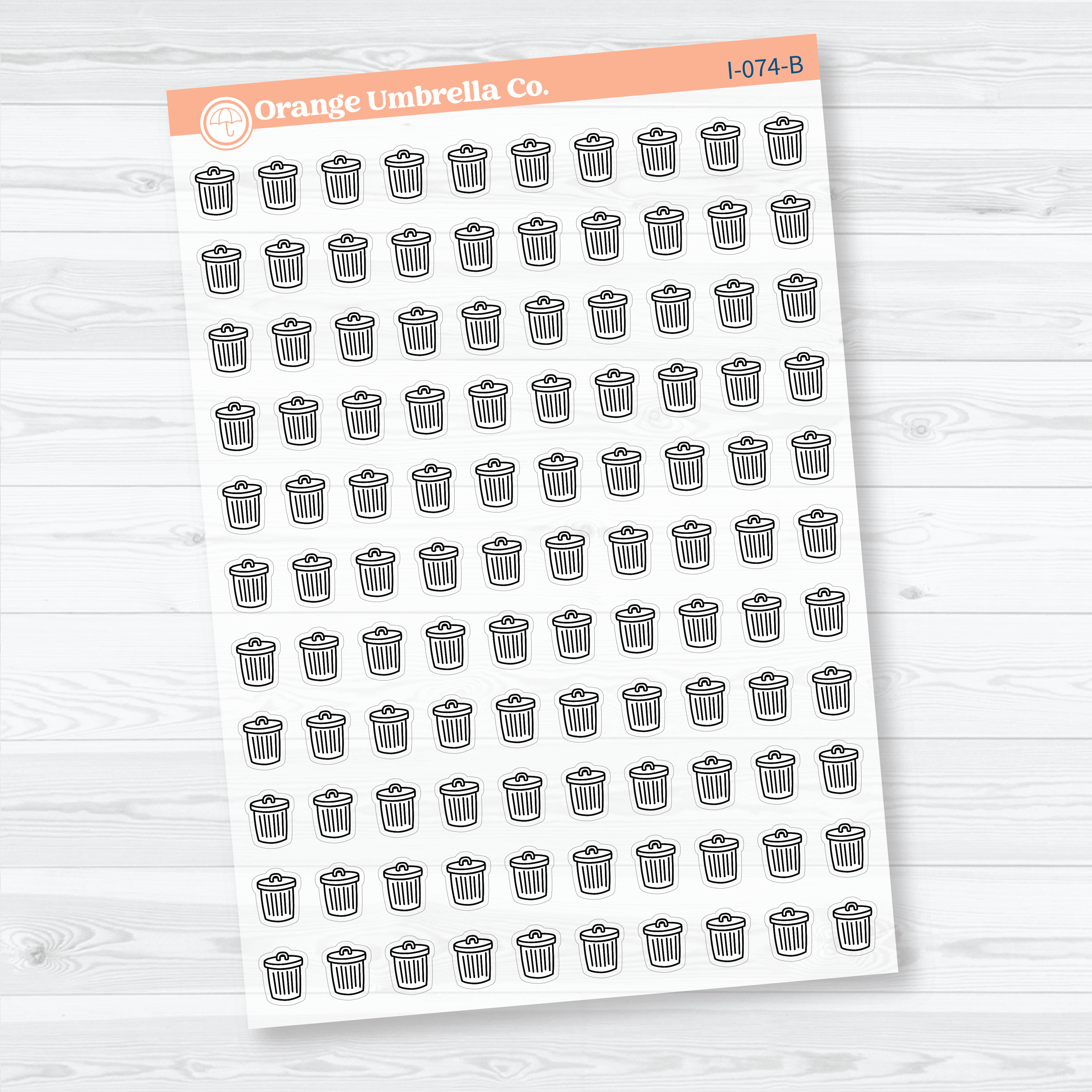 Hand Doodled Trash Day Icon | Clear Matte Planner Stickers | I-074-CM