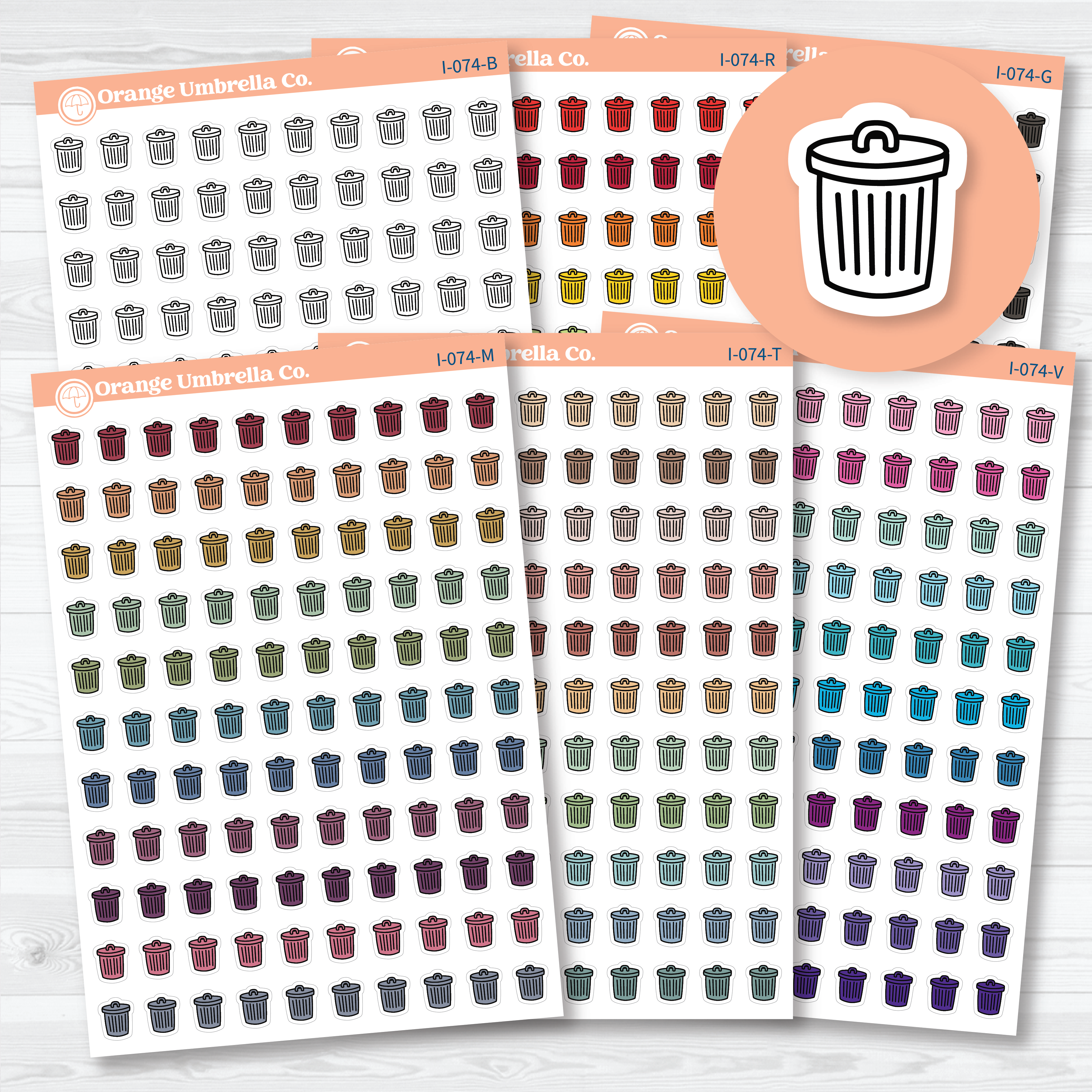 Hand Doodled Trash Day  Icon Planner Stickers | I-074