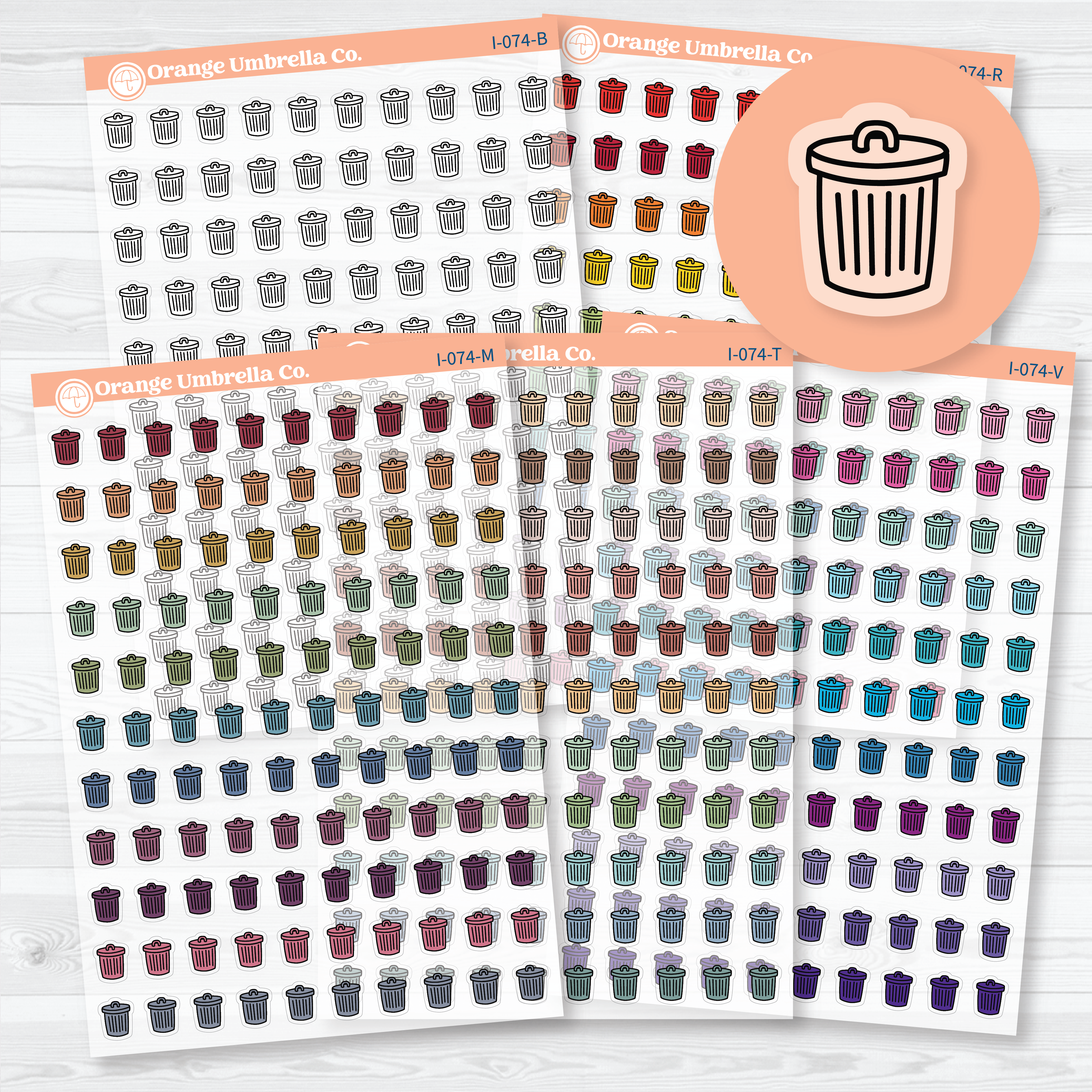 Hand Doodled Trash Day Icon | Clear Matte Planner Stickers | I-074-CM