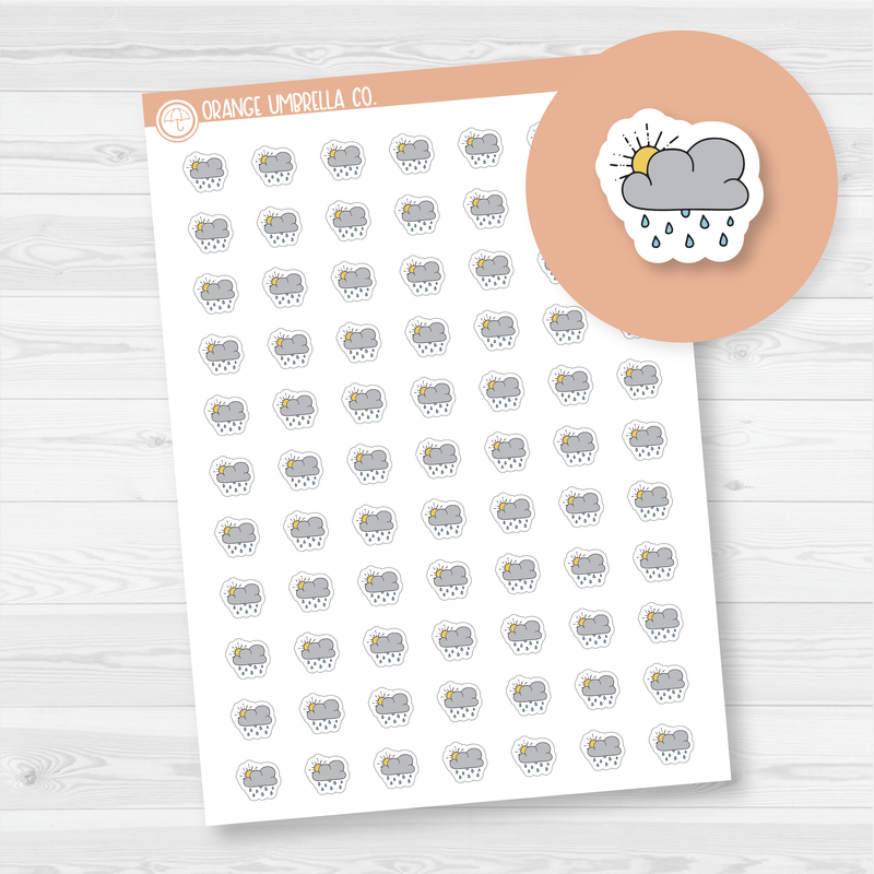 Partly Rainy Weather - Micro Icon Planner Stickers | I-079