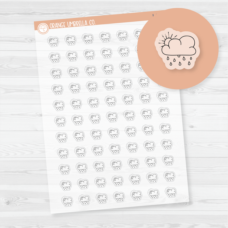 Partly Rainy Weather - Micro Icon Planner Stickers | Clear Matte | I-080-BCM