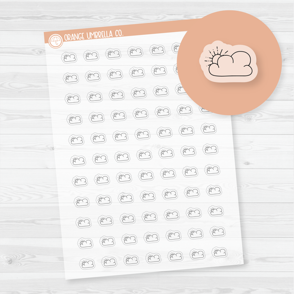 CLEARANCE | Partly Sunny Weather - Micro Icon Planner Stickers | Clear Matte | I-082-BCM