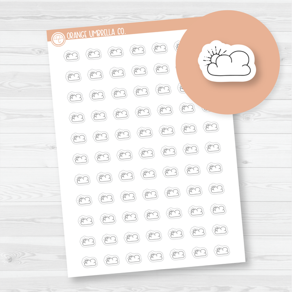 Partly Sunny Weather - Micro Icon Planner Stickers | Outline | I-082-B