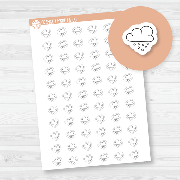 Rainy Weather - Micro Icon Planner Stickers | Outline | I-084-B