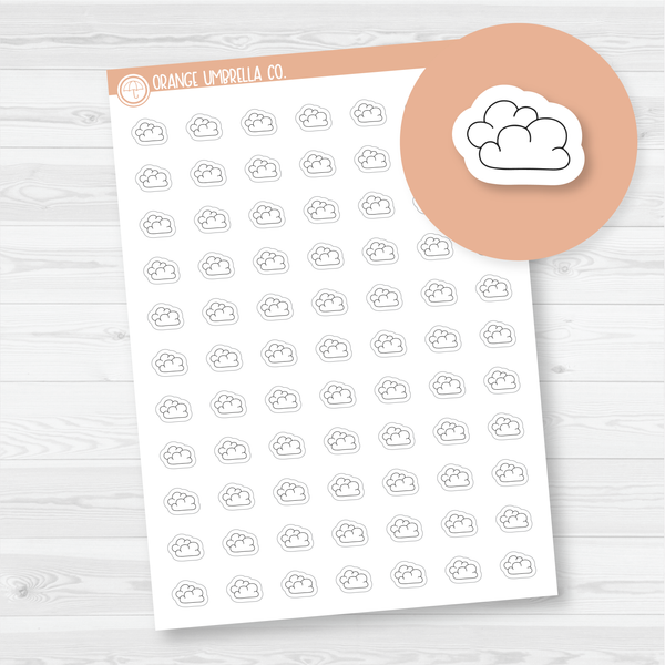 Cloudy Weather - Micro Icon Planner Stickers | Outline | I-086-B