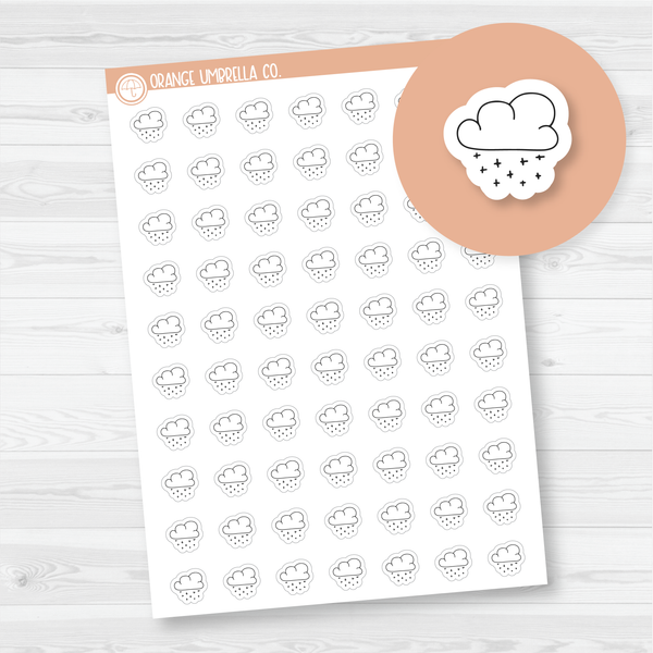 Snowing Weather - Micro Icon Planner Stickers | Outline | I-088-B