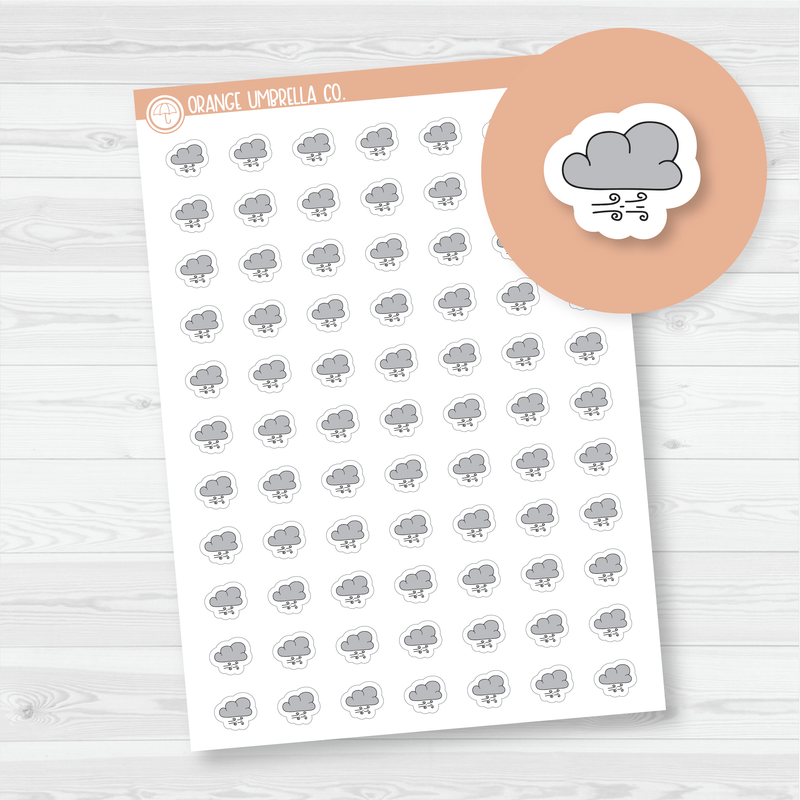 Windy Weather - Micro Icon Planner Stickers | I-089